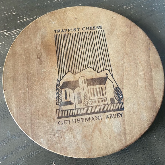 Vintage wooden lid for Trappist cheese vault box cheese board gethsemanen abbey - Picture 1 of 6